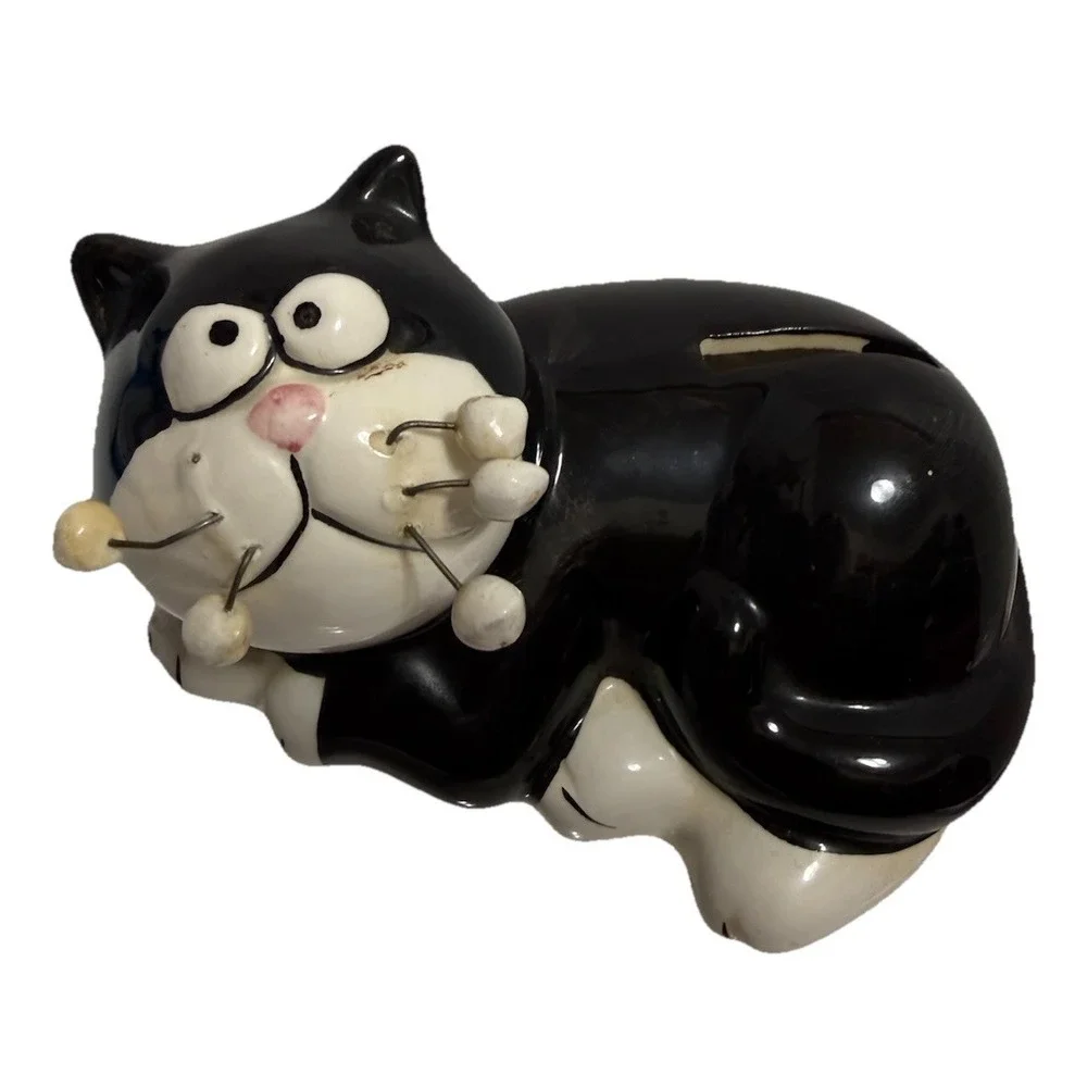 Whimsical Black Cat Coin Bank K's Collection Ceramic Kitty Savings Bank 6